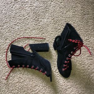 Black lace up heels